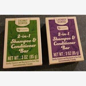 Set of 2 B-Pure 2-in-1 Shampoo & Conditioner Bars, 1 Each Coconut & Lavender NIB